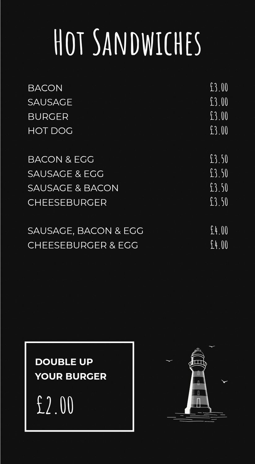 Hot sandwiches menu board