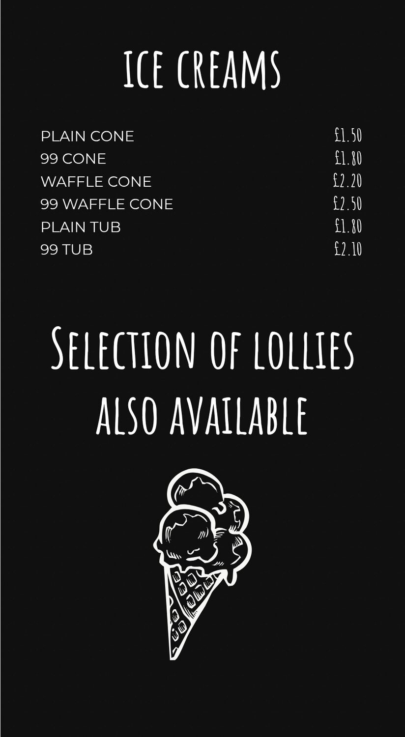 Ice creams menu board
