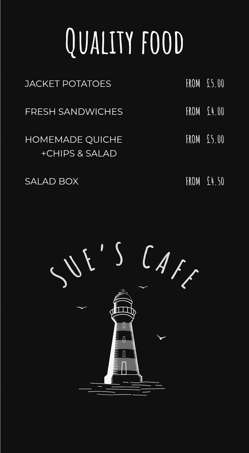 Quality food menu board with logo