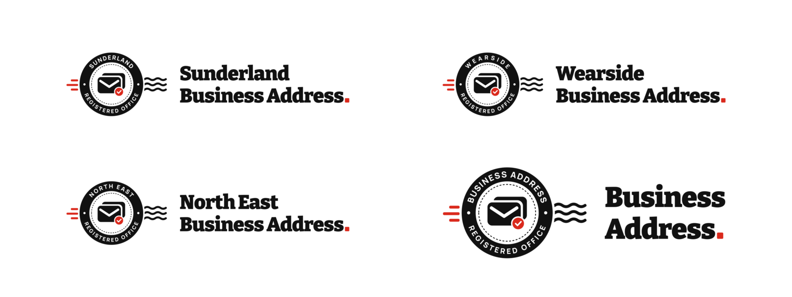 Logos for the four address brands