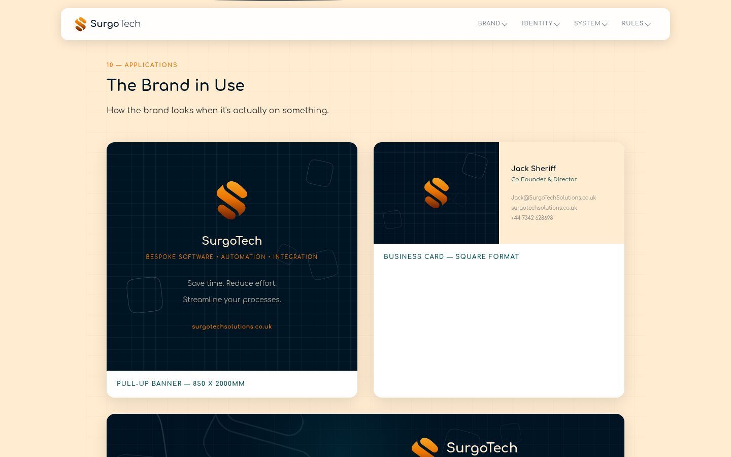SurgoTech pull-up banner and business card mockups