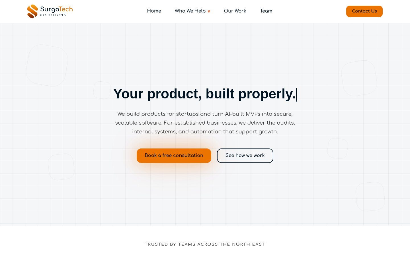 SurgoTech website using the new brand