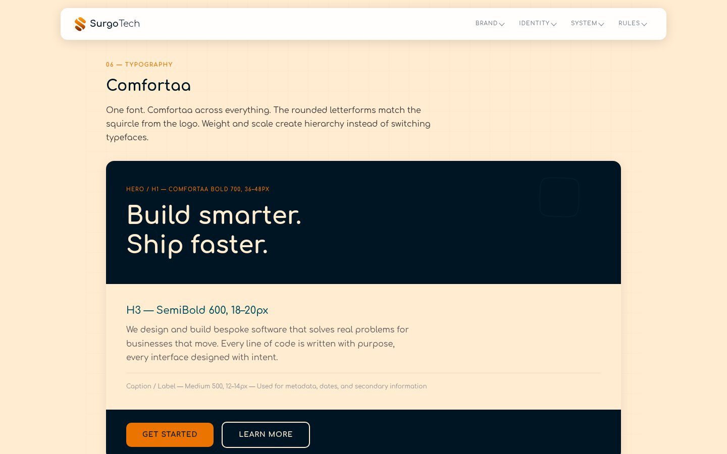 SurgoTech Comfortaa typography
