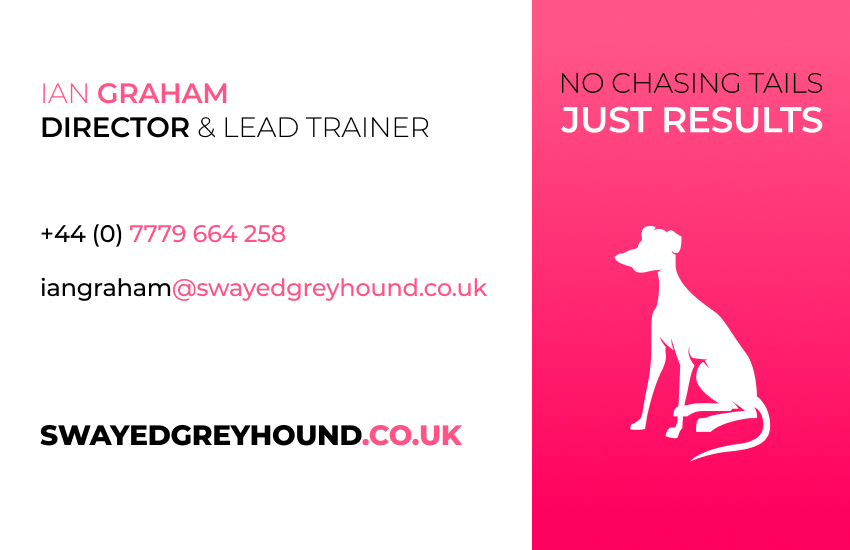 Swayed Greyhound business card back