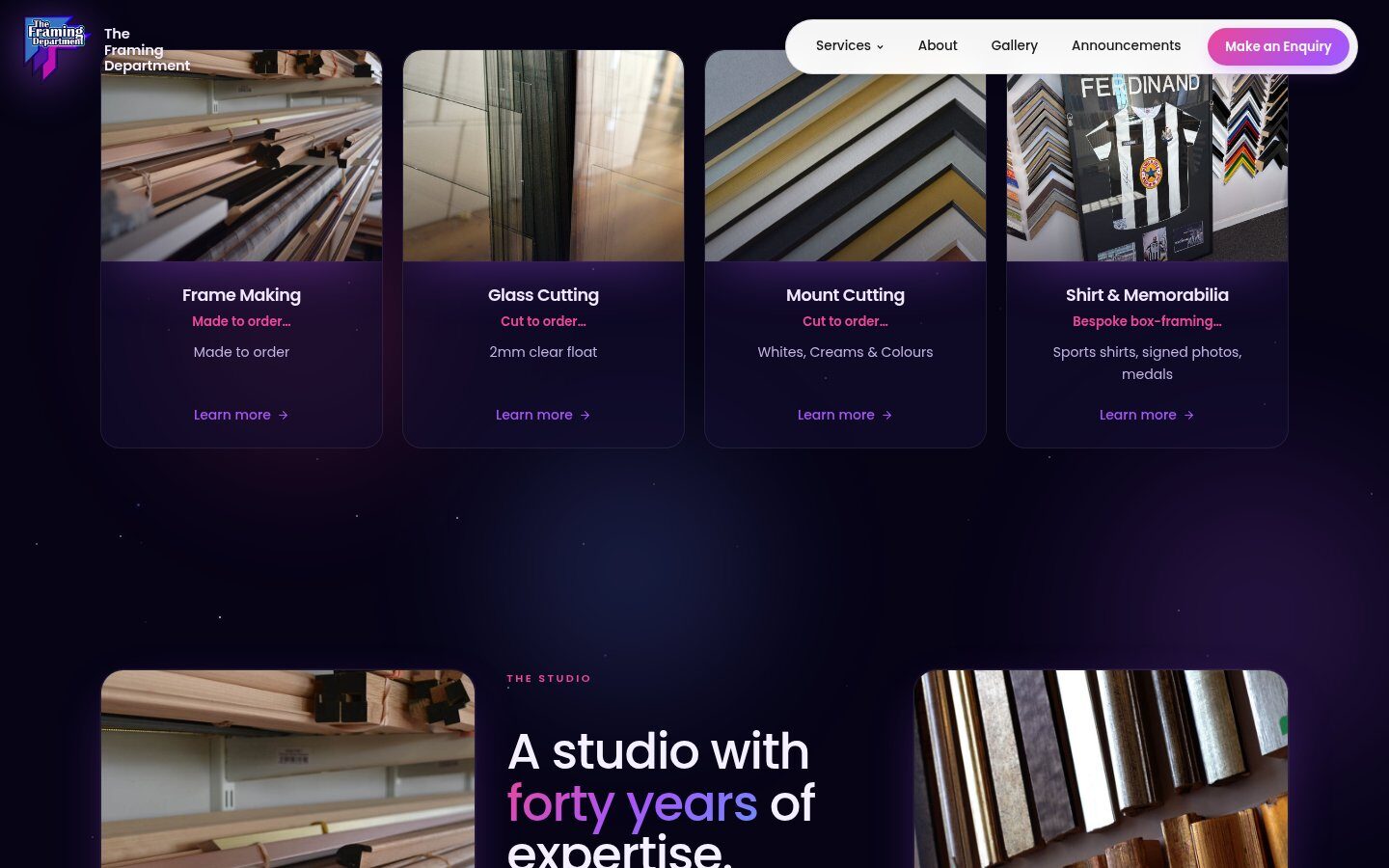 Four services grid on the homepage