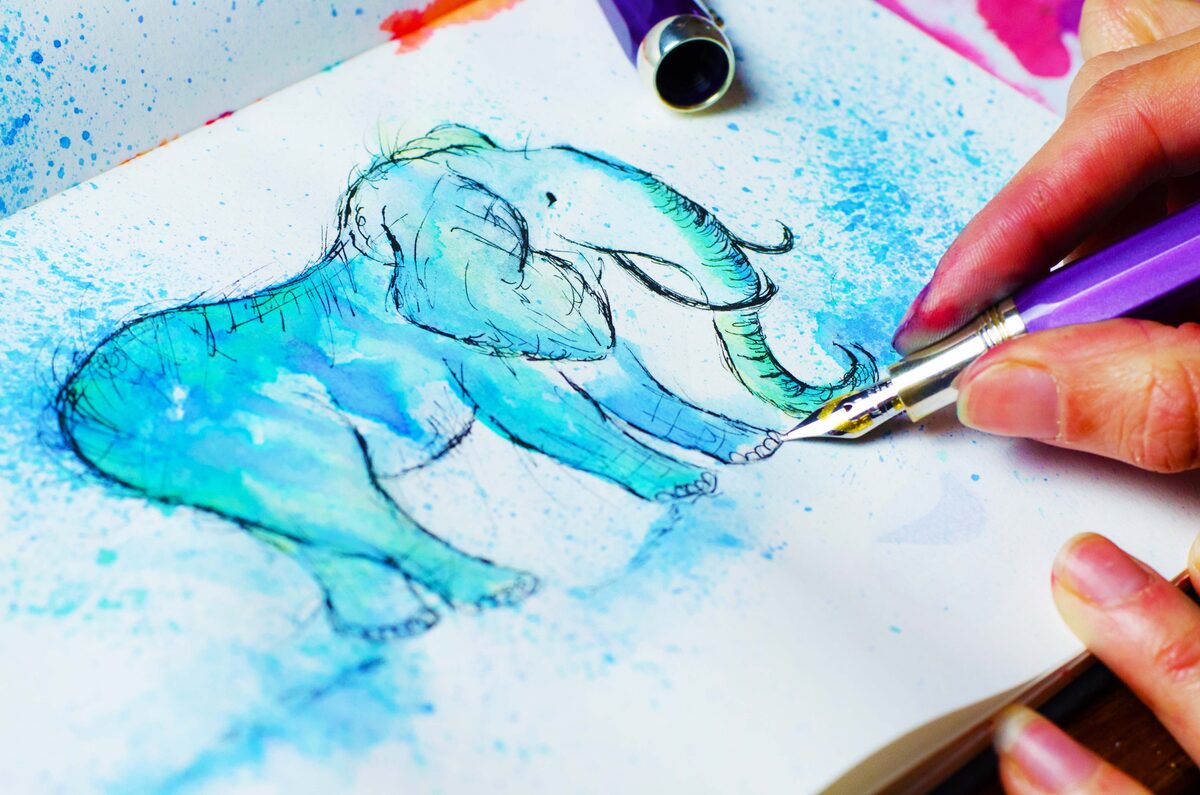 The Pen Shop Inktober: elephant drawn with a Montegrappa Micra