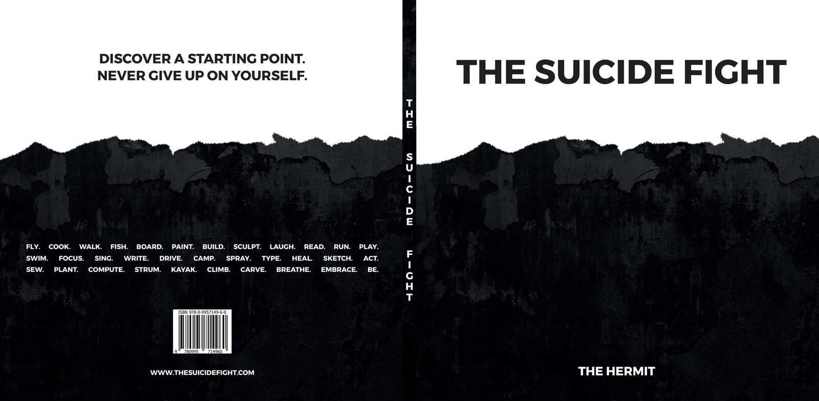 Full cover spread with back cover, spine and front cover