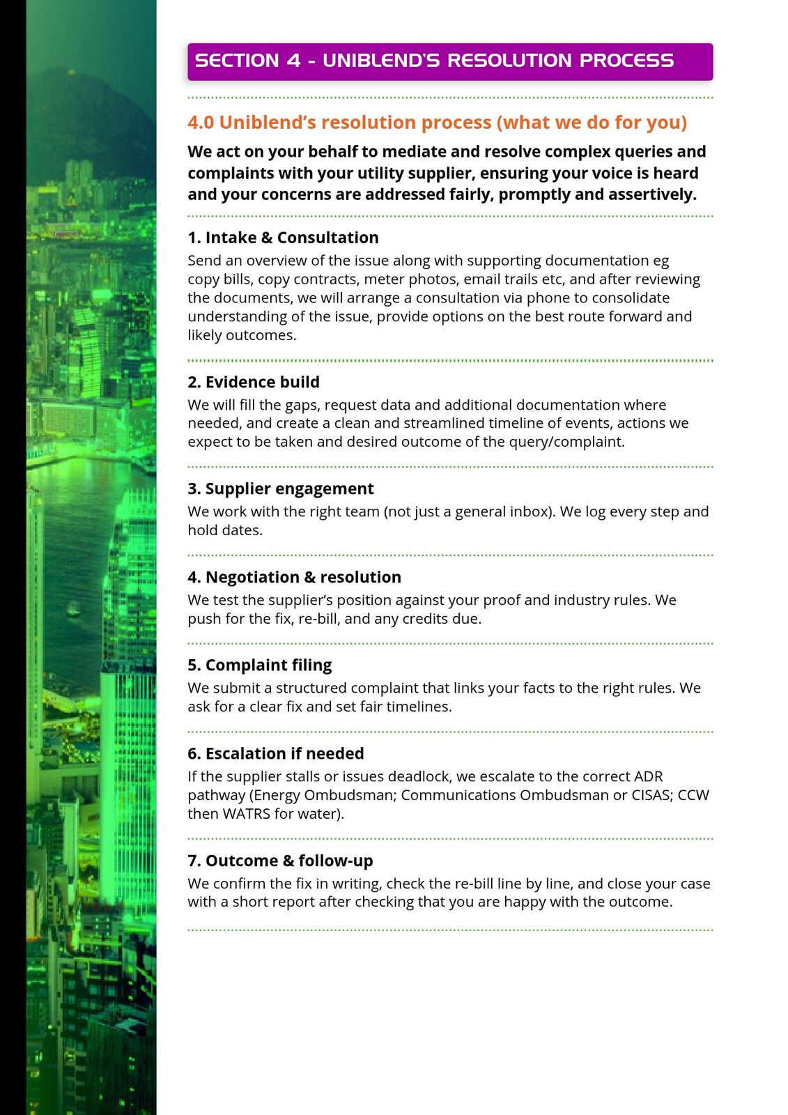 Utility complaint guide resolution process