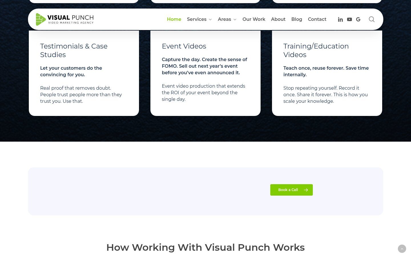 Visual Punch video types section